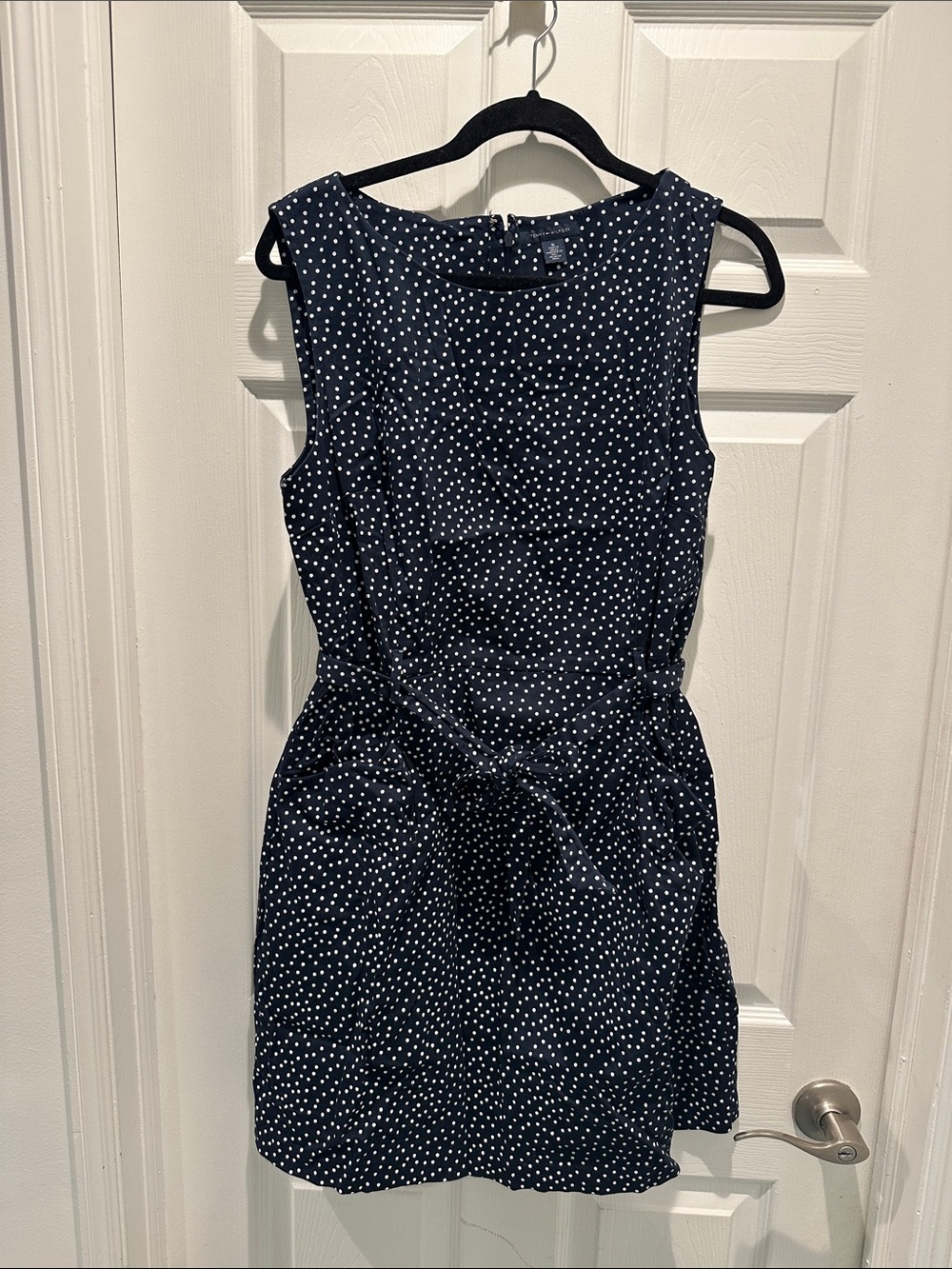 Tommy Hilfiger Navy and White Polka Dot Sleeveless Dress Size 16